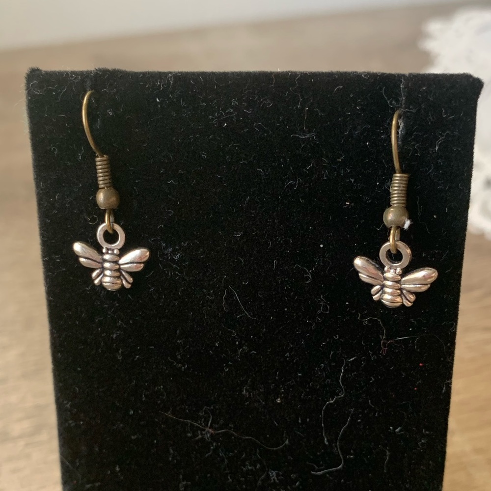 Silver butterfly earrings with fish hook post for pierced ears